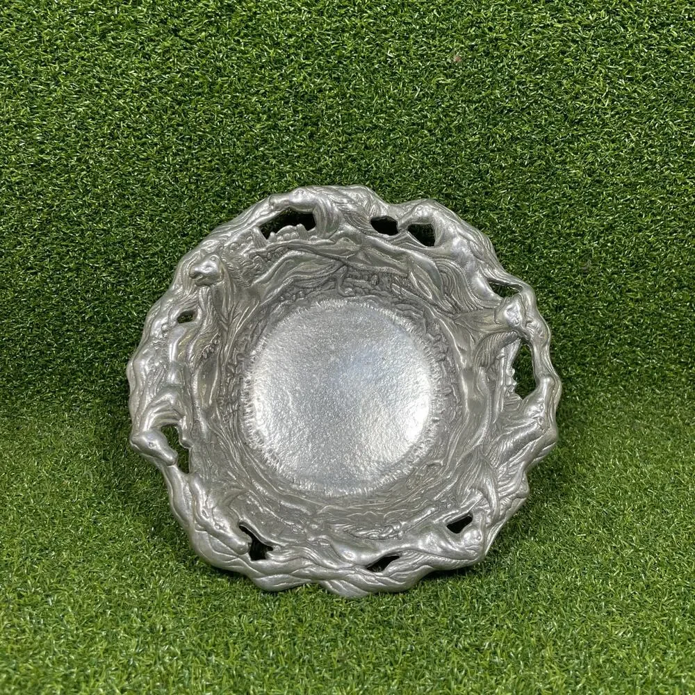 Vintage 1988 Arthur Court Aluminum Grapevine Bowl Bottle Coaster